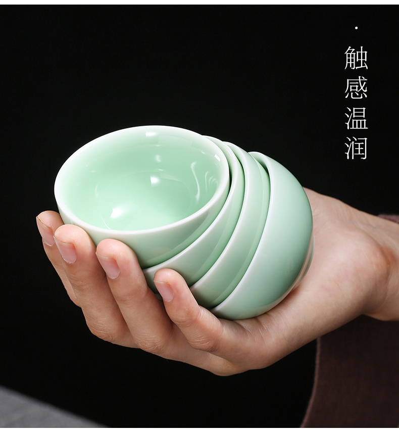 Japanese longquan celadon sharply stone kung fu tea tray ceramic teapot teacup tea set office the whole household