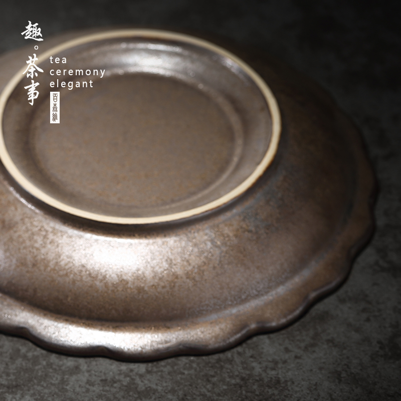 Restore ancient ways the rust glaze lotus flower pot bearing cup saucer dry plate ceramic tea 12 water kung fu tea tea accessories