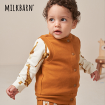 Milkbarn2021 autumn baby sleeveless top boys and girls casual wearing waistcoat knitted vest autumn