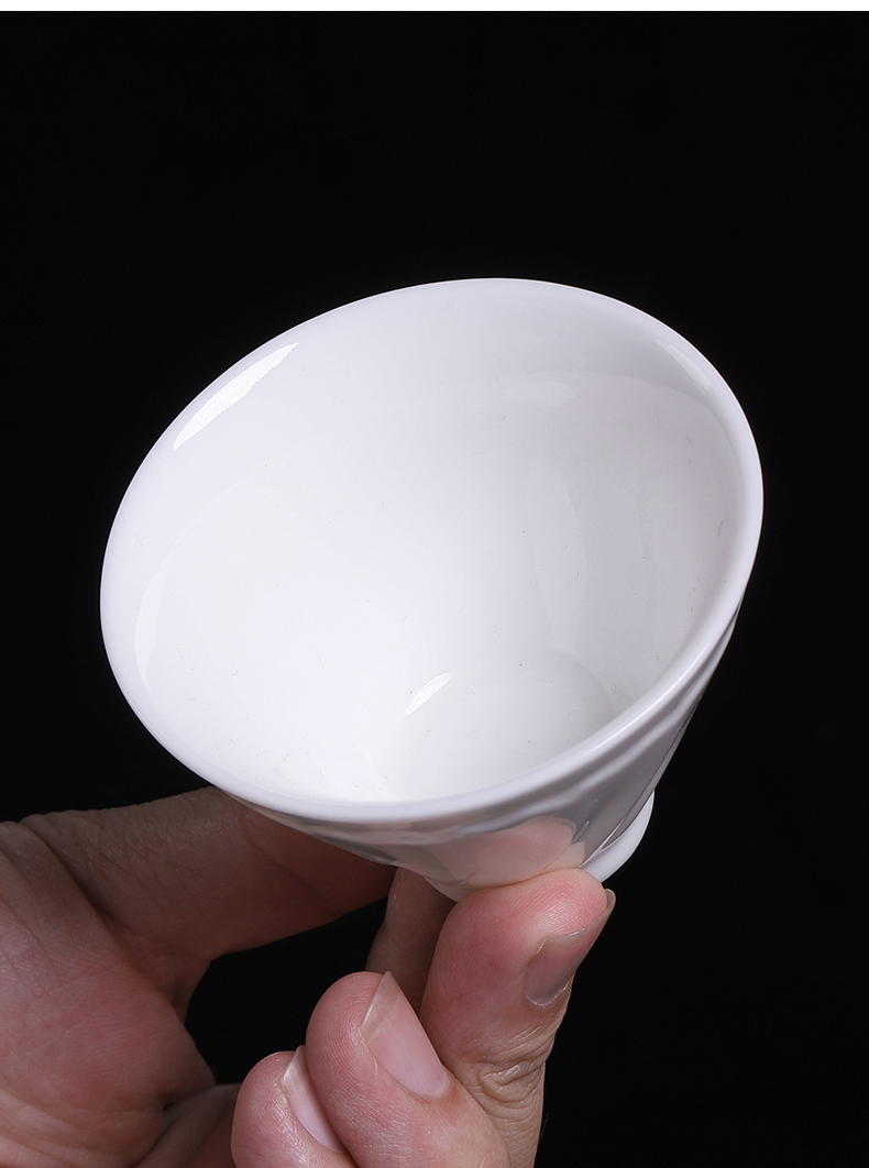 Dehua white porcelain sample tea cup pure white single small ceramic cups cup kung fu masters cup large fragrance - smelling cup cup mat