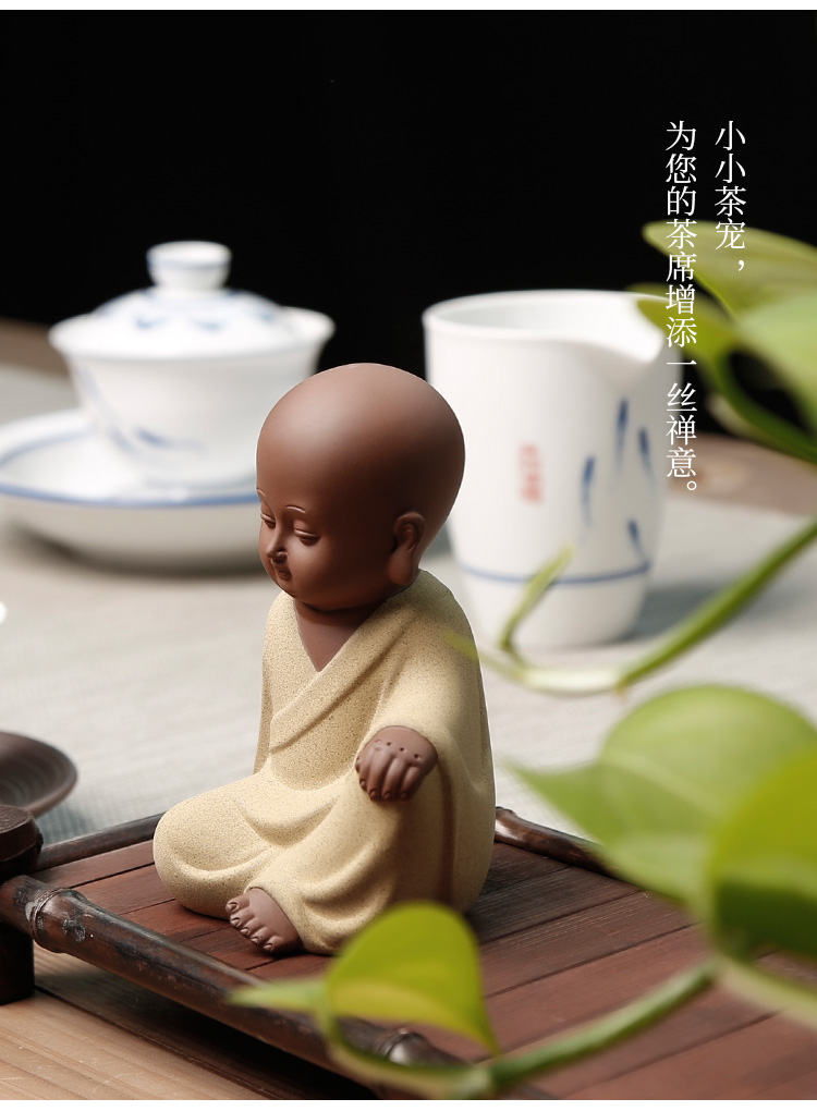 Violet arenaceous the young monk furnishing articles zen the boy lovely pet play kung fu tea accessories tea tea boring household decoration