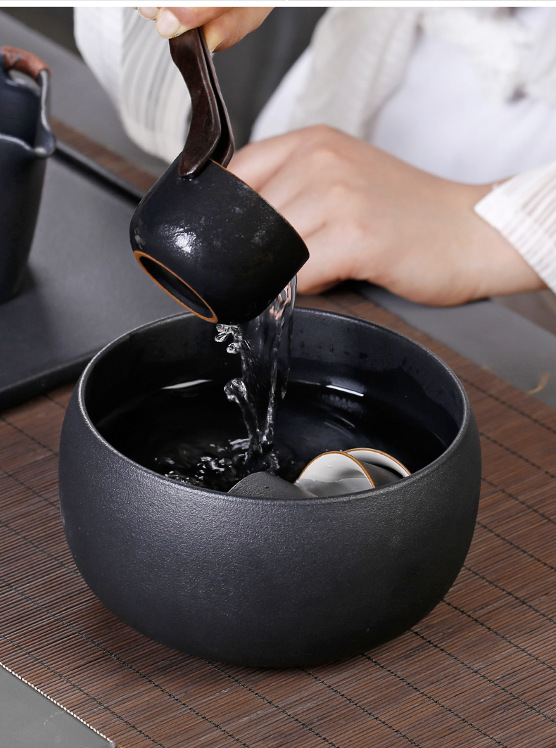 Retro coarse ceramic tea wash large home tea cups of water, after the wash bowl is built in hot water cylinder kung fu tea accessories