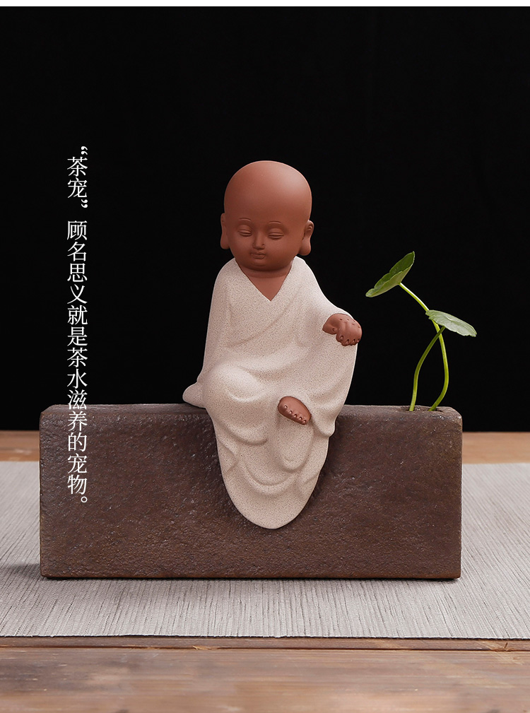 Creative purple sand tea pet hanging thanks to the young monk furnishing articles zen express little novice monk character kung fu ceramic tea tea taking