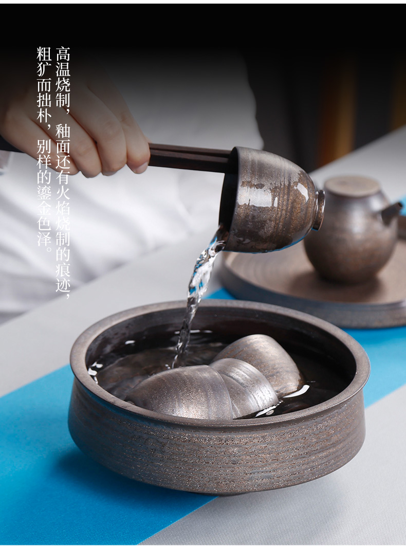 Large coarse pottery tea to wash Large antique creative household zen spare parts for Japanese ancient ceramic water jar tea tea taking