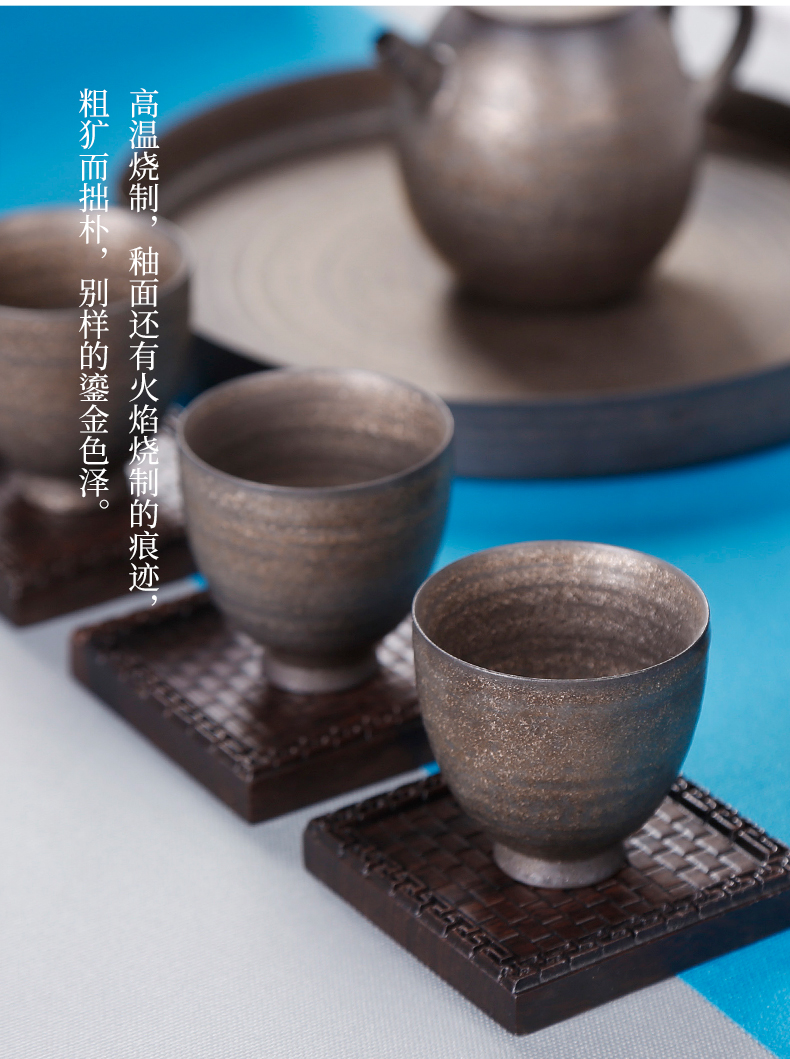 Creative coarse pottery master of kung fu tea cups ceramic tea set small single CPU household Japanese character manual sample tea cup