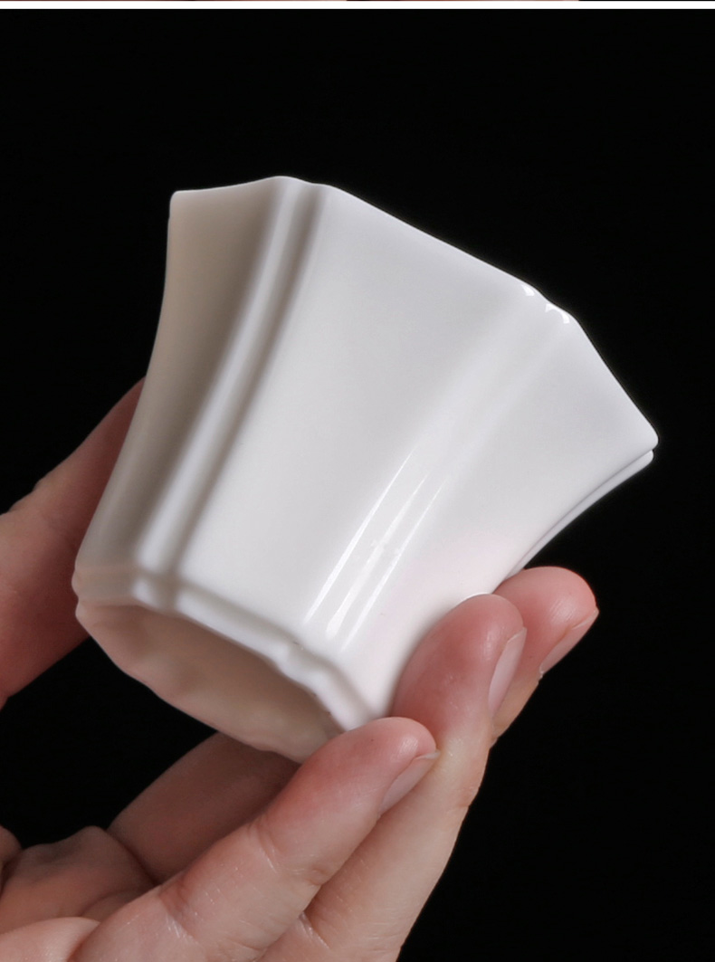 Dehua white porcelain teacup fragrance - smelling cup sample tea cup ceramic masters cup of kung fu tea pu 'er individual single cup cup mat