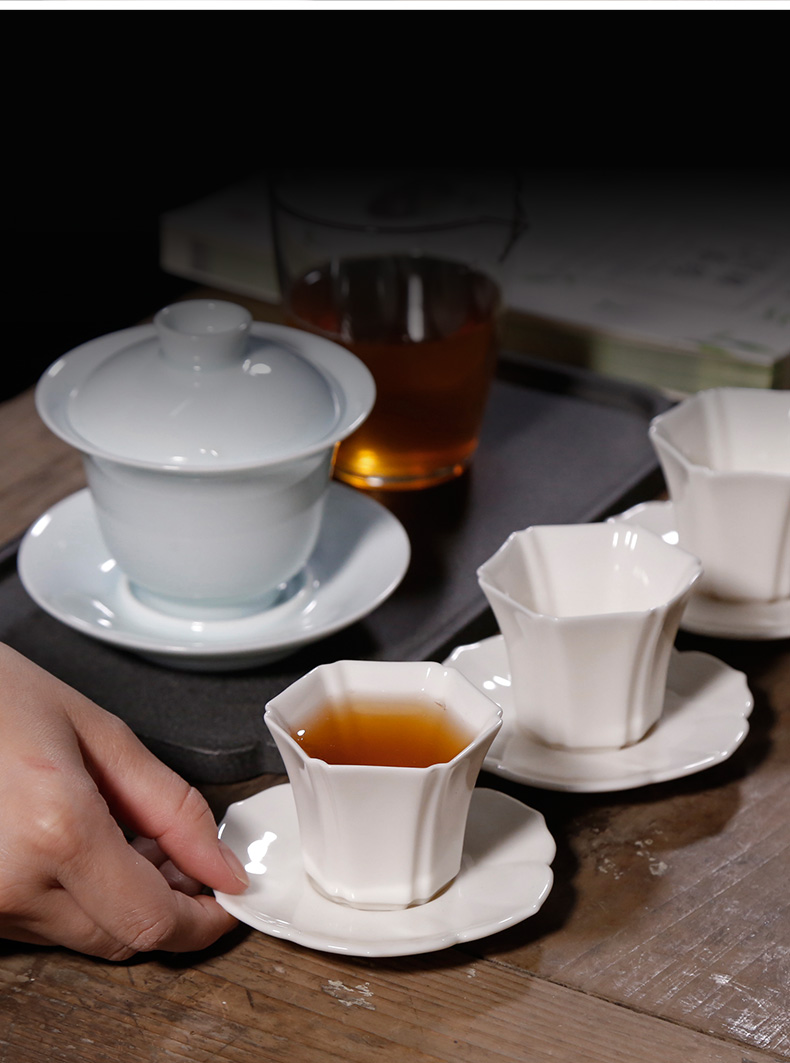 Dehua white porcelain teacup fragrance - smelling cup sample tea cup ceramic masters cup of kung fu tea pu 'er individual single cup cup mat