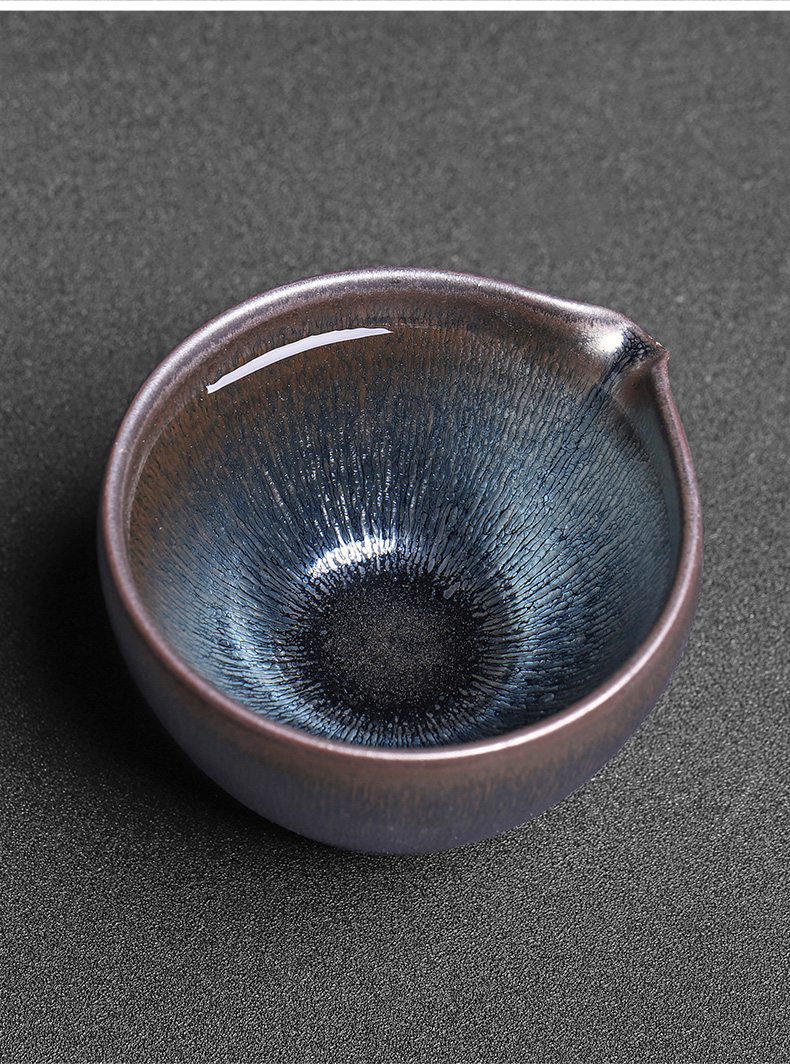 Build reasonable light silver nano ceramic tea cup pure manual large droplets separator sea kung fu tea tea temmoku cup