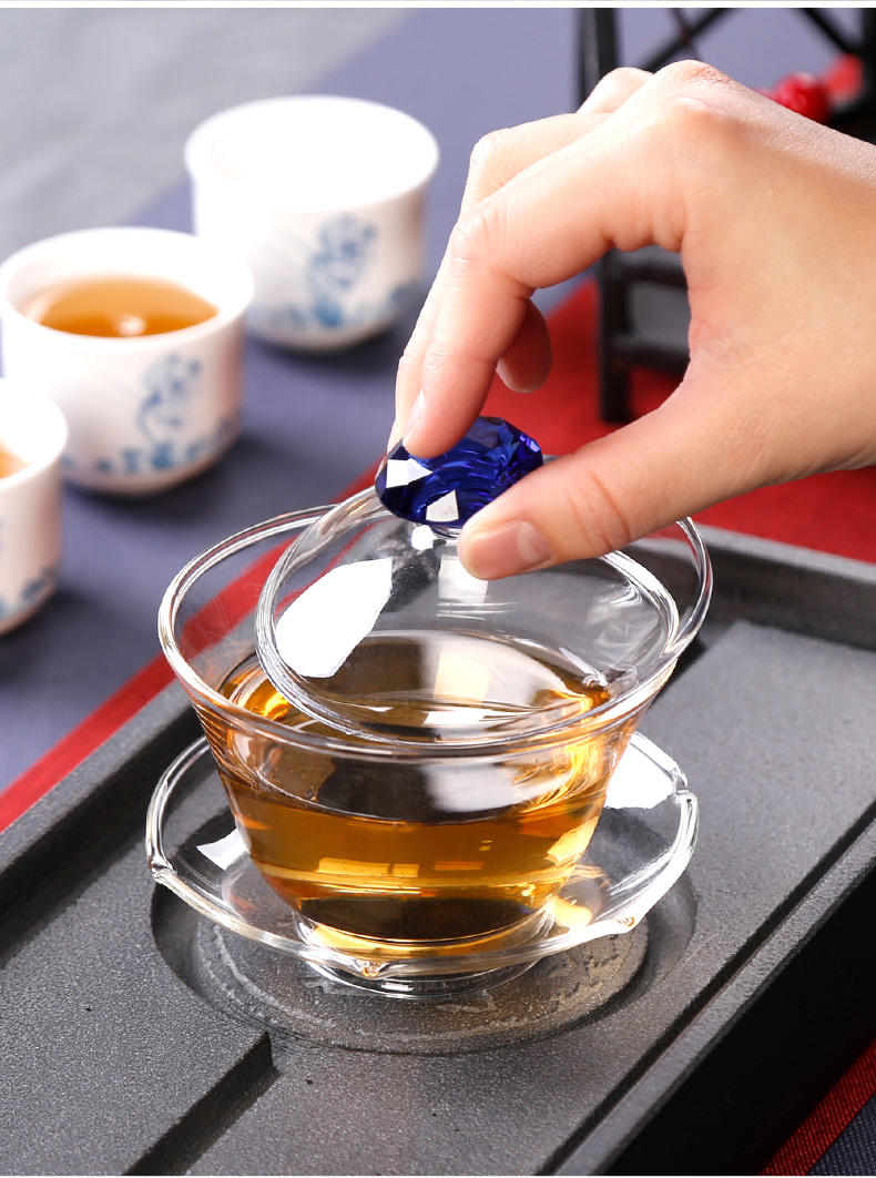 Tureen thickening heat - resistant glass tea cup three to suit individual transparent bowl large Japanese tea kungfu tea set