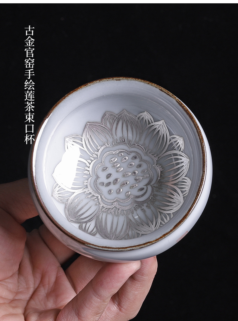 Men and women guanyao kung fu masters cup single glass ceramic cups hand - made silver phoenix on the sample tea cup cup character gift boxes