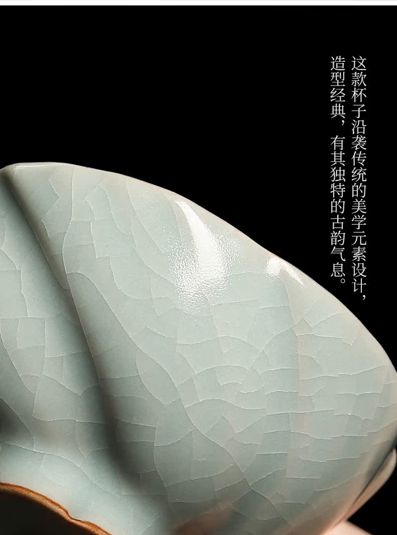 Your up tea master cup single cup large ceramic hand - made teacup cracked kung fu tea set for its ehrs azure sample tea cup