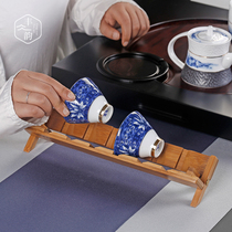 Folding portable cup holder kung fu tea bamboo household 6 sets tea cup holder storage drain kung fu tea set accessories