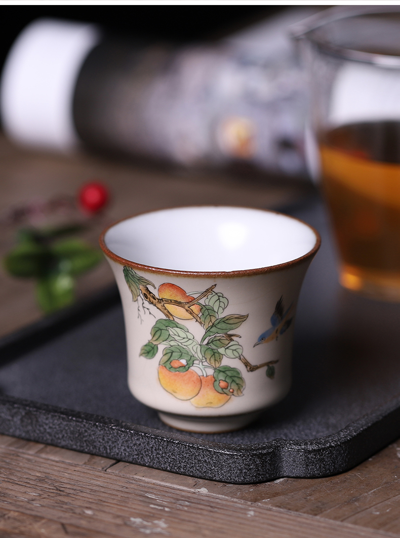 Start your up teacups hand - made of rural wind jingdezhen ceramic cup sample tea cup individual kung fu tea set large single CPU