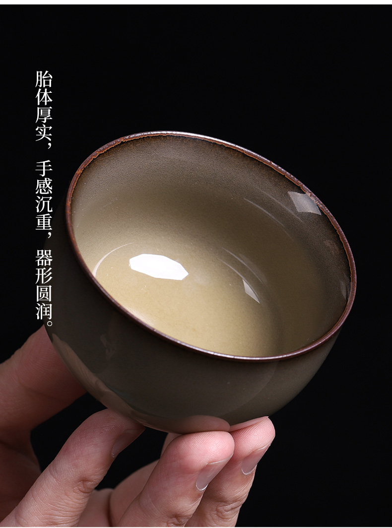 Celadon teacup large master kung fu tea set household sample tea cup cup meditation cup ceramics single cup of tea light yellow amber