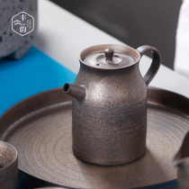 Antique ceramic teapot single pot tea set household kung fu Coarse Pottery handmade simple gilt big and small bubble teapot filter