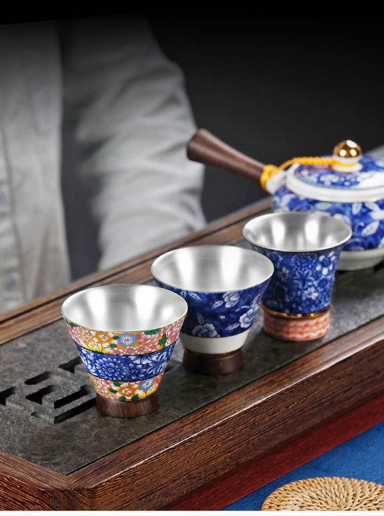 Tasted silver gilding ceramic cups bucket sign the master cup silver cup size sample tea cup silver cups single household kung fu