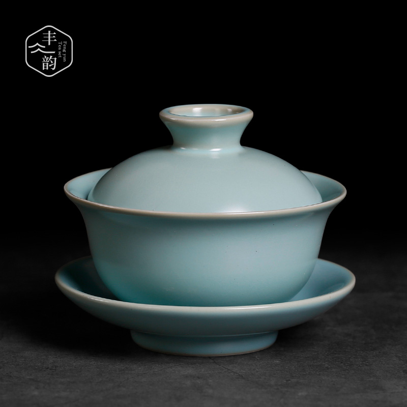 Hand your up tureen thickening heat - resistant ceramic cups large three to porcelain bowl tea bowl of kung fu tea set