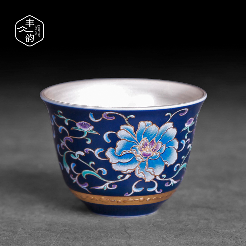 Tasted silver gilding kung fu ceramic cups single master cup silver small cups sample tea cup only blue and white tea tea light cup