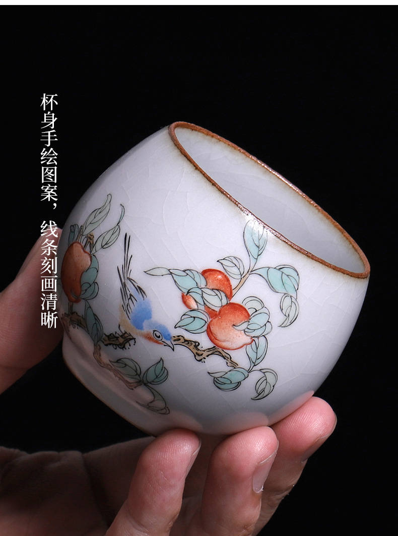Hand - made teacup pure manual ru up market metrix who open the slice cup of jingdezhen ceramic large sample tea cup tea cup of move