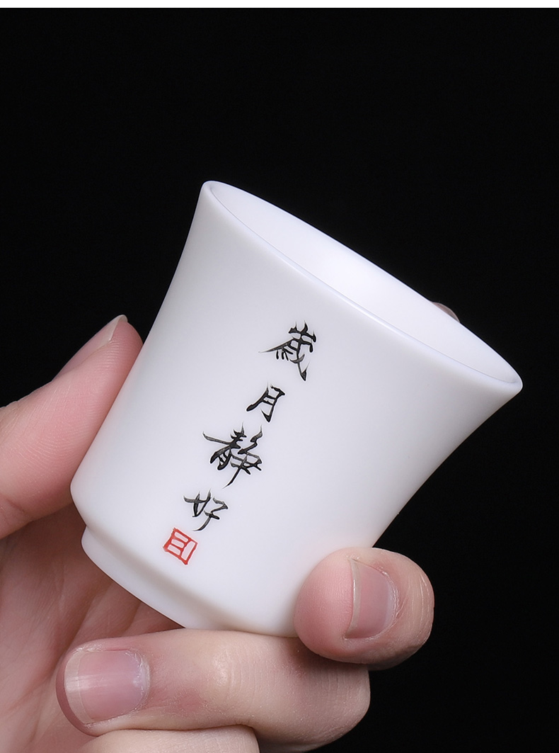 High pure manual kunfu tea light dehua white porcelain suet jade master cup single CPU hand - made noggin large sample tea cup