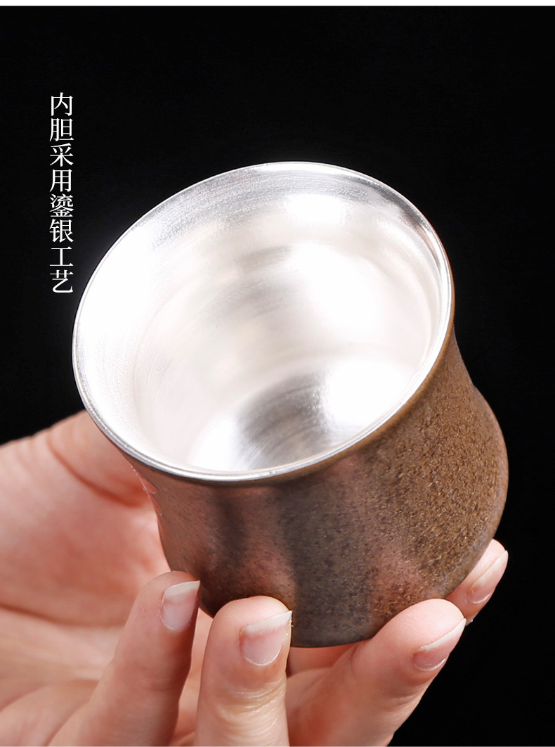 Variable coppering. As silver master cup single cup pure manual large ceramic tea set and kung fu noggin silver sample tea cup