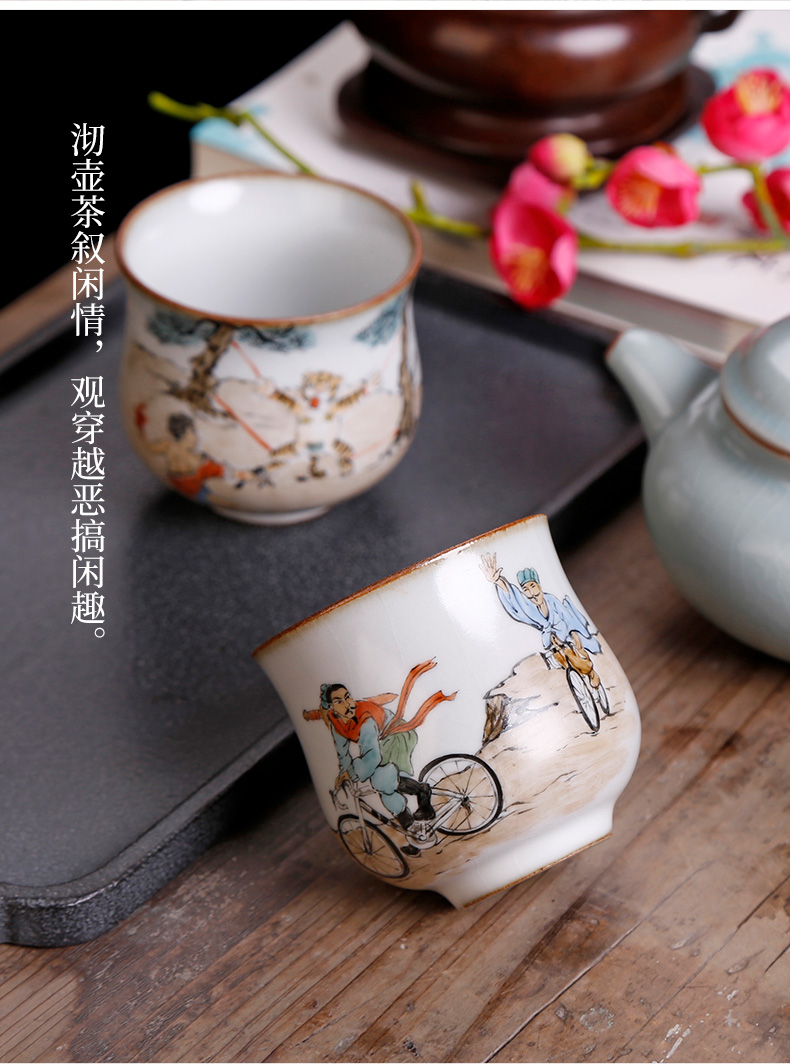 Creative move hand - made teacup pure manual jingdezhen every cups sliced open ru up market metrix who can dojo.provide sample tea cup of tea