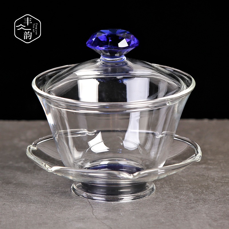 Tureen thickening heat - resistant glass tea cup three to suit individual transparent bowl large Japanese tea kungfu tea set