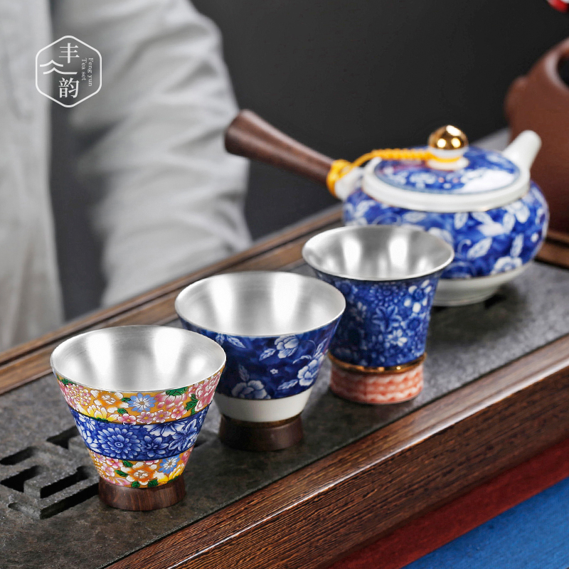 Tasted silver gilding ceramic cups bucket sign the master cup silver cup size sample tea cup silver cups single household kung fu