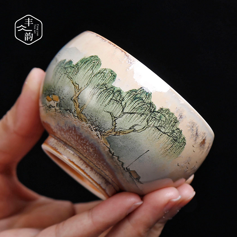 Hand - made ceramic up cup sample tea cup manual master cup single CPU archaize kung fu tea set personal tea cups