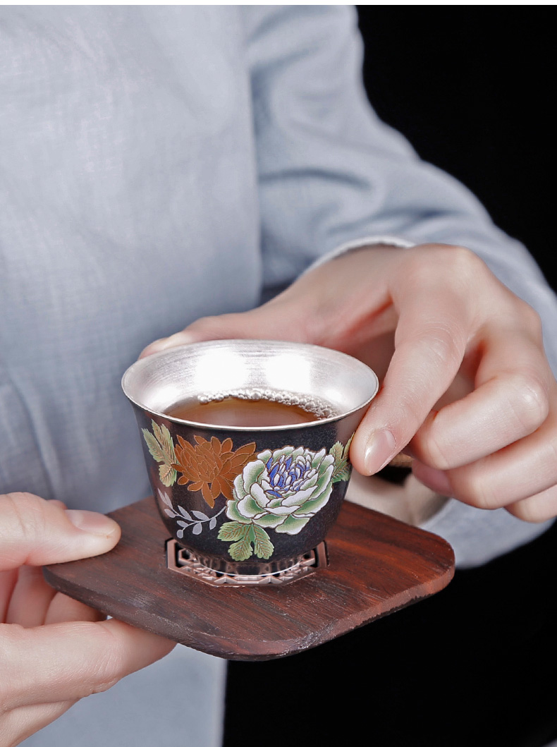 Creative hand - made silver ceramic masters cup coppering. As silver sample tea cup silver tea cup home small tea cup single CPU