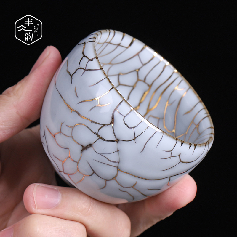 On see colour kunfu tea light ceramic up cup can keep the master cup single hand gold 24 k gold cup