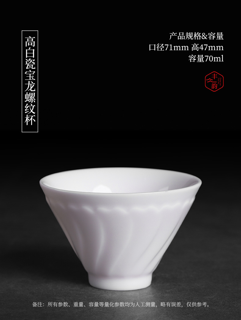 Dehua white porcelain sample tea cup pure white single small ceramic cups cup kung fu masters cup large fragrance - smelling cup cup mat