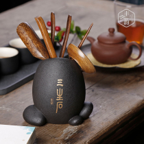 Chicken wing solid wood tea ceremony six gentlemen set combination tea making tools 6 sets of tea art tea tray decoration tea set accessories