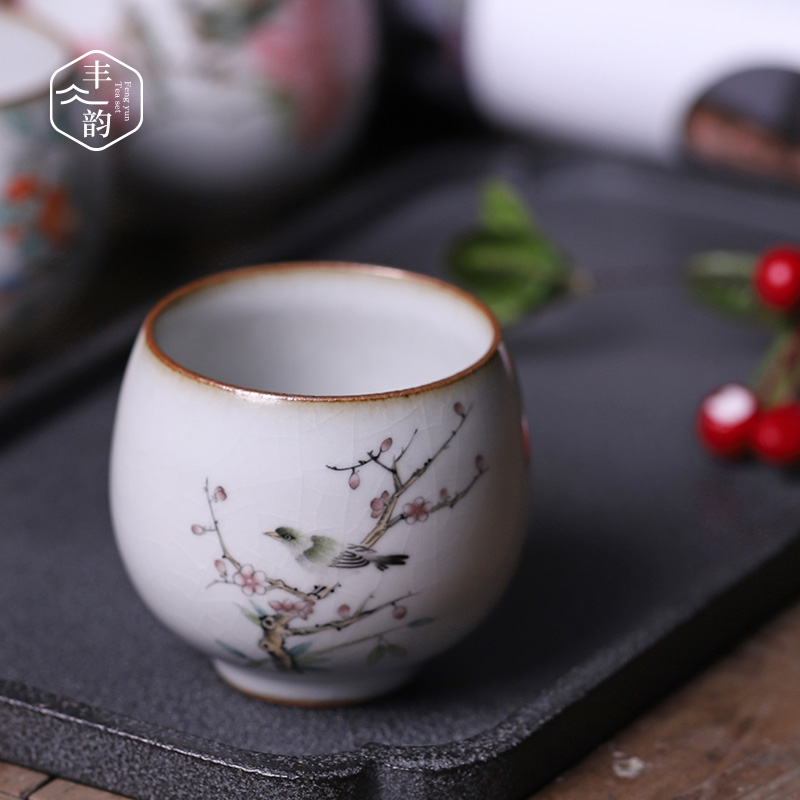 Hand - made teacup pure manual ru up market metrix who open the slice cup of jingdezhen ceramic large sample tea cup tea cup of move