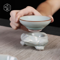 Ceramic tea leak tea filter net Ru kiln tea filter open piece can raise tea set Ru porcelain ice crack tea ceremony accessories set