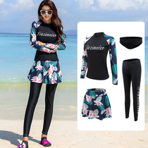 Long sleeve swimsuit women split skirt four-piece slim trousers sunscreen quick-drying swimsuit submarine surf jellyfish coat