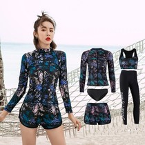 Long sleeve swimsuit women split flat corner trousers men sun protection quick-drying snorkeling jellyfish clothes surf couples hot spring swimsuit