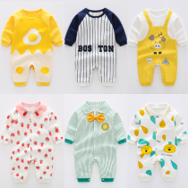 Baby one-piece long-sleeved romper female baby spring and autumn climbing clothes newborn autumn clothes 3 pure cotton 0 years old 1 pajamas child 2