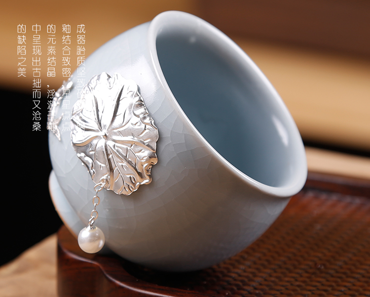 Ancient your up kung fu sheng up small silver cups household single ceramic masters cup silver cup tea tasted silver gilding