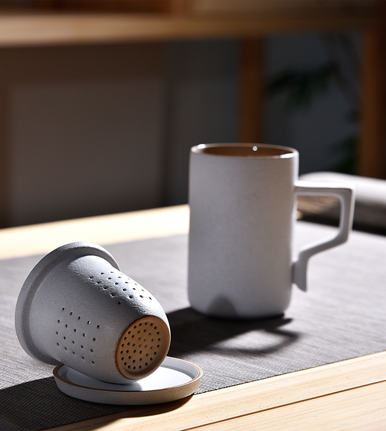 Ancient sheng up new creative simple but elegant keller with bladder office cup three - piece business partner hand ceramic cup