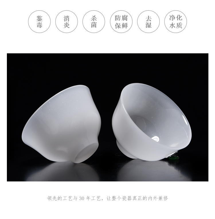 Ancient sheng up new sterling silver 99 lotus jade porcelain inlay silver master cup white porcelain of the jade sample tea cup whitebait cup single CPU