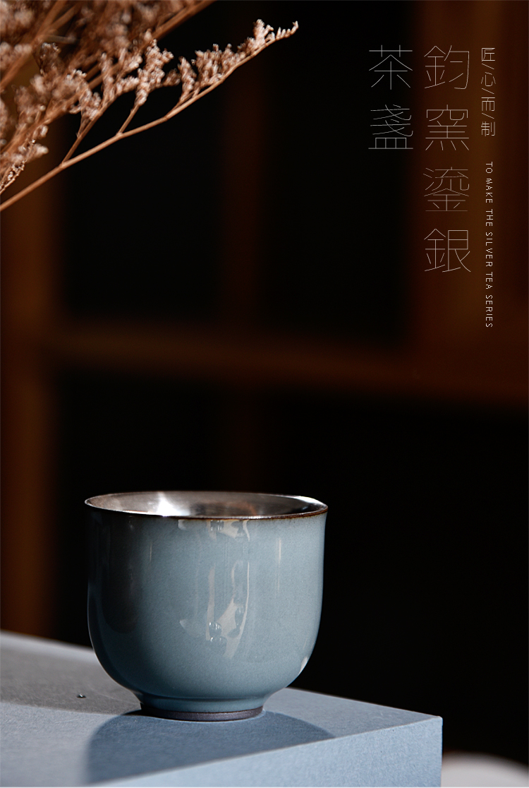 Ancient sheng up new koubei up with pure silver hand coppering. As silver cup meditation single tea cup, porcelain inlay silver cups of tea