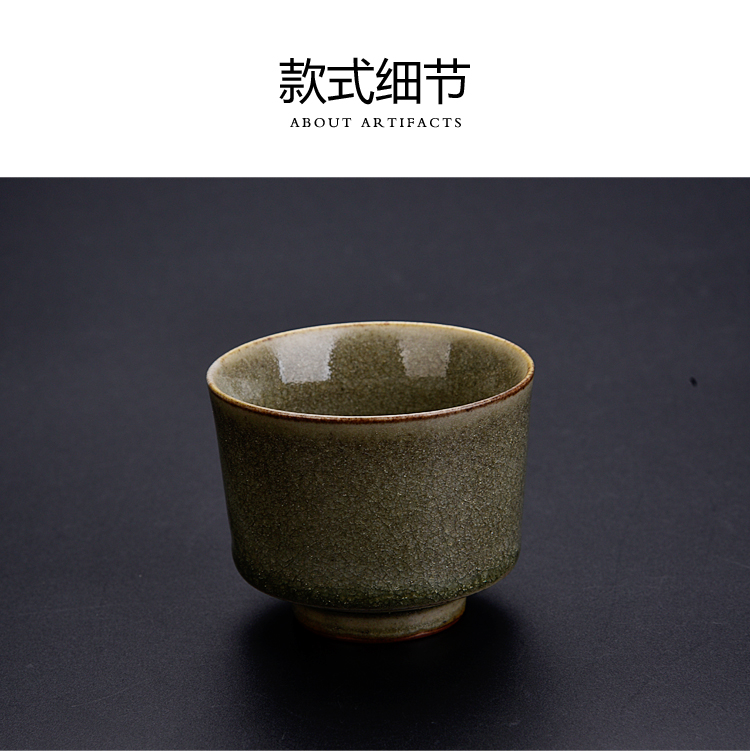 Ancient sheng up new hand - made to burn all hand celadon single CPU slicing can keep sample tea cup hand master cup orphan works