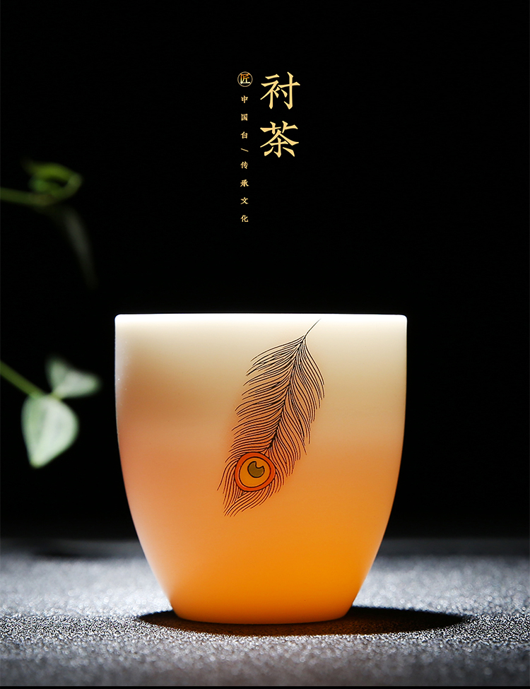 Ancient sheng up porcelain dehua suet jade white porcelain hand - made the master sample tea cup cup kung fu tea tea gifts