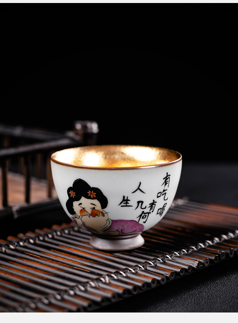 Town of your up kung fu tea colored enamel characters hand - made ceramic cups sample tea cup master cup single cup golden cup