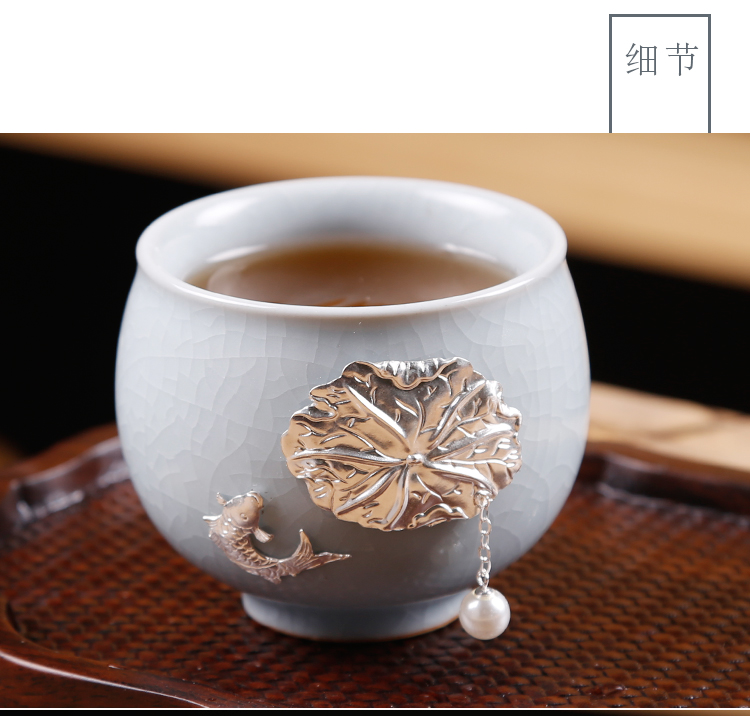 Ancient your up kung fu sheng up small silver cups household single ceramic masters cup silver cup tea tasted silver gilding