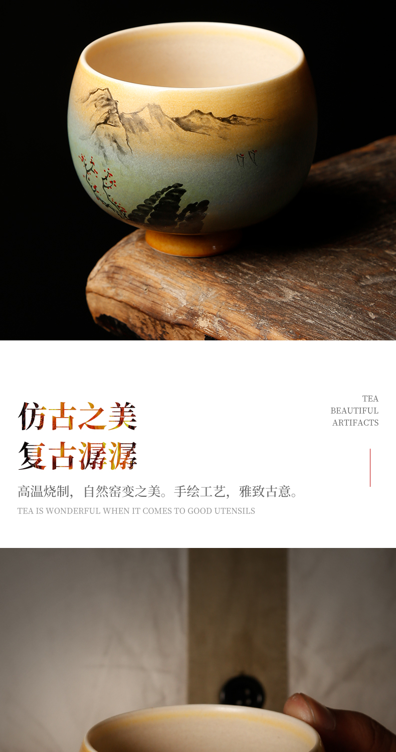 Ancient sheng up to burn hand - made the master sample tea cup fullness jingdezhen up all hand single CPU kung fu tea cups