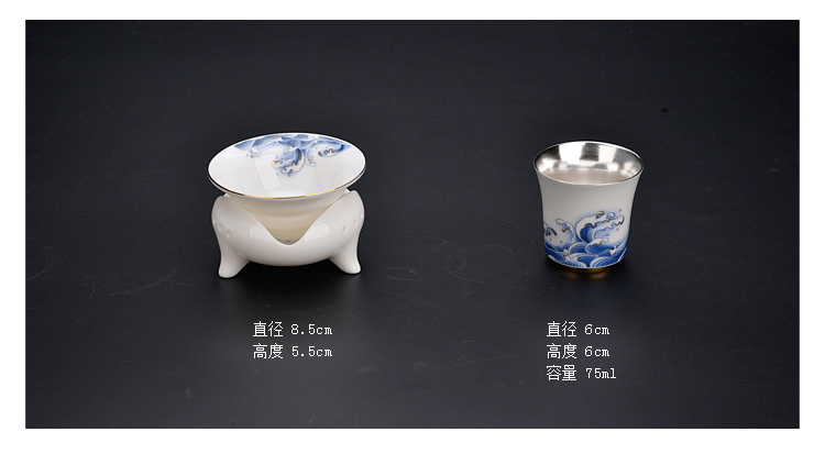 Ancient sheng sea coppering. As silver ceramic up of blue and white dragon suit kung fu tea set silver home tea tureen tea pot