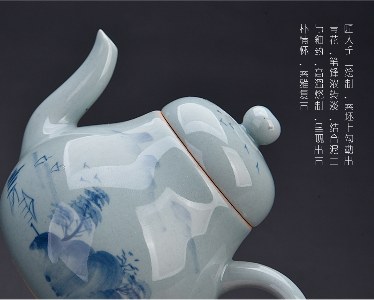 Ancient sheng hand - made porcelain up ceramics kung fu tea set manual tea single pot of pu - erh tea tea kettle with tea