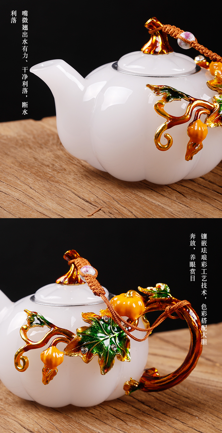 The ancient jade porcelain stone pot sheng up porcelain household enamel teapot Pyrex glass tea set single pot pot